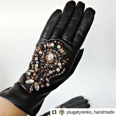 leather embroidery gloves